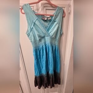 CZ Cover-Ups Turquoise and Gray Sleeveless Dress ~ Size Medium